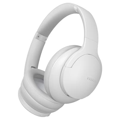 DOQAUS Bluetooth Headphones Over Ear, 90H Playtime Bluetooth 5.3 Wireless Headphones, 3 EQ Mode, HiFi Stereo Bass Headphones Wireless with Mic, Soft Earmuff,Foldable Headphone for Phone/PC(Light Grey)