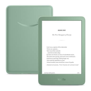 Amazon Kindle 16GB (newest gen) - Lightest and most compact Kindle, with glare-free display, faster page turns, adjustable front light, and long battery life - Matcha