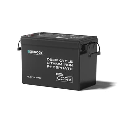 Renogy 12.8V 300Ah LiFePO4 Lithium Iron Phosphate Battery Core Mini, w/Low-Temperature Protection, BMS, 5000+ Deep Cycles, Backup Power for RV, Solar, Marine, Home Energy Storage