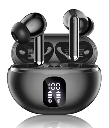 Wireless Earbuds, Bluetooth 5.4 Headphones with Deep Bass Stereo, 50H Playback Ear Buds Clear Calls with LED Power Display, Wireless Headphones with Noise Cancelling Mic, IP7 Waterproof, USB-C, Black