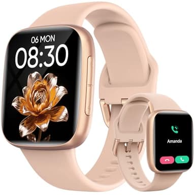 Smart Watch for Women Men, 1.85" AMOLED Ultra-Clear Screen Smartwatch Compatible iPhone/Samsung/Android, 100+ Sport Modes Fitness Tracker with Heart Rate/SpO2/Sleep Monitor, 3ATM Waterproof(Pink)