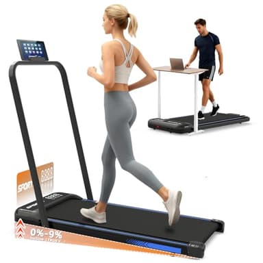 Mersco 3-in-1 Walking Pad with Handle Bar and Incline, 9% Incline Foldable Treadmills Under Desk - 2.5HP Quiet Brushless Max Load 265LBS, Triple Shock-Absorbing System with Remote Control