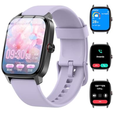 Smart Watch for Men Women with Bluetooth Call & AI Voice, 1.85" HD Fitness Tracker with Heart Rate SpO2 Sleep Monitor, 100+ Sports Modes, Mini Games, IP68 Waterproof Watch for Android iOS PastelPurple