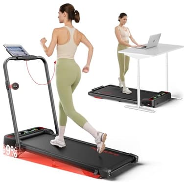 Foldable Walking Pad Treadmill with 9% Incline, 2.5HP Under Desk Treadmill for Home Office, Remote & App Control, LED Display, Installation-Free