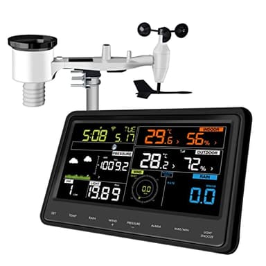 ECOWITT WS2910 Wi-Fi Weather Station Color Display With Wireless Outdoor Solar Powered 7-in-1 Sensor (Thermo-Hygrometer/Rain Gauge/Wind Speed/Wind Direction, Light and UV)