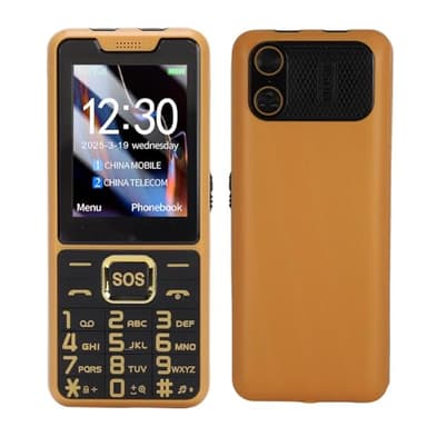 Generic 4G Cell Phone for Seniors, 2.6in HD Screen Dual SIM Mobile Phone for Elderly, Old Phone with 2500mAh Battery, Large Buttons, 0.13MP Camera, LED Flashlight & FM Radio (Gold)