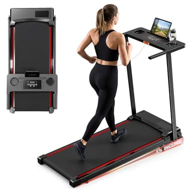 5% Incline Treadmills for Home, Portable Foldable Treadmill with Handle, 3.0HP Quiet Brushless Motor 3 in 1 Walking Pad Treadmill with 120KG Capacity, 1-12km/H Running Machine for Home and Office