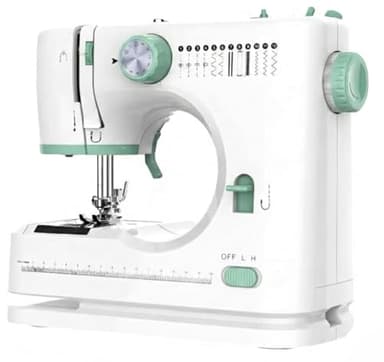 12-Stitch Mini Sewing Machine for Home DIY – Portable & Electric with Dual Speed, Foot Pedal, and Extension Table for Heavy Fabric, Perfect for Beginners & Adults (White)