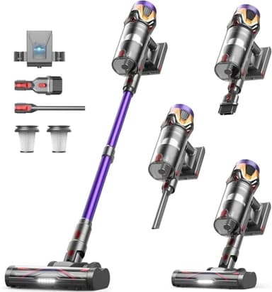 Cordless Vacuum Cleaner, Upgraded 55KPA 650W 70Mins Stick Vacuum with Hurricane Mode, Self-Standing, Touch Screen, 1.8L Dust Cup, Anti-tangle Wireless Vacumm, Vacuum Cleaners for Home/Pet Hair/Carpets