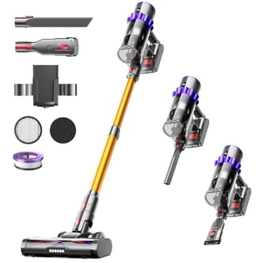 Cordless Vacuum Cleaner, 650W 55KPA 70Mins Self-Standing Vacuum Cleaners for Home, Stick Vacuum Cordless with Wall Mount Charging, LED Display, Upgraded Roller Brush for Carpet,Pet Hair,Hardwood Floor