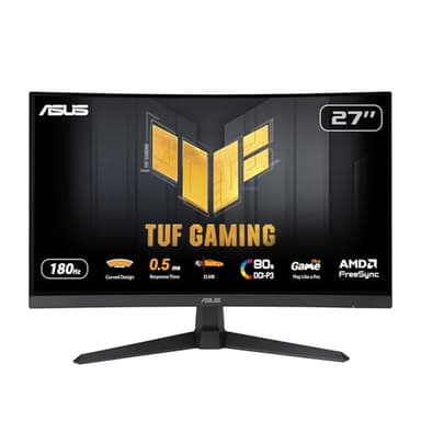 ASUS TUF Gaming VG27WQ3B Gaming Monitor – 27 inch QHD, Curved, 180Hz, ELMB, FreeSync, 0.5ms Response time, 90% DCI-P3, HDR, DisplayWidget Center