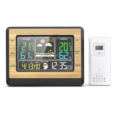 Wireless Weather Station Australia – 6 Inch Colour Screen Indoor Outdoor Thermometer & Hygrometer, Digital Weather Forecast Station with Temperature & Humidity Monitor