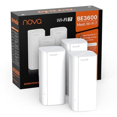 Tenda WiFi 7 Mesh System BE3600 – Dual Band Mesh WiFi System for Home, Covers Up to 6,600 Sq. Ft., Seamless Mesh Network with 3 Gigabit Ports, Supports 160+ Devices, MLO, VPN, 4K QAM, ME3 Pro (3-Pack)
