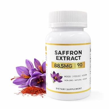 Saffron Extract Capsules 88.5 mg per Serving | Vegan Formula, Gluten Free, Non-GMO | 90 Capsules (3 Month Supply)