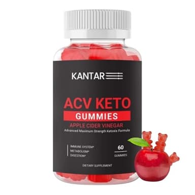 KANTAR ACV Keto Gummies 60ct – Vegan Apple Cider Vinegar Gummies with B12 for Advanced Ketosis Support, Digestive Health & Immune Support – Non-GMO, Gluten-Free Chewable Supplement