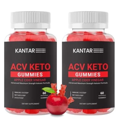 KANTAR ACV Keto Gummies 60ct – Vegan Apple Cider Vinegar Gummies with B12 for Advanced Ketosis Support, Digestive Health & Immune Support – Non-GMO, Gluten-Free Chewable Supplement, Pack of 2 (Total 120)