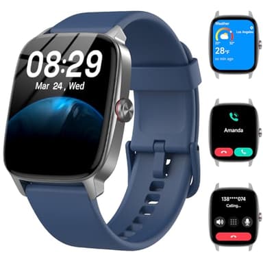 Smart Watch for Men Women with Bluetooth Call & AI Voice, 1.85" HD Fitness Tracker with Heart Rate SpO2 Sleep Monitor, 100+ Sports Modes, Mini Games, IP68 Waterproof Smartwatch for Android iOS Phones