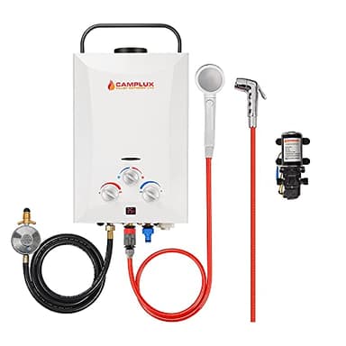 CAMPLUX Portable Gas Hot Water Heater Shower Outdoor Camping RV 4WD 6LPump Black