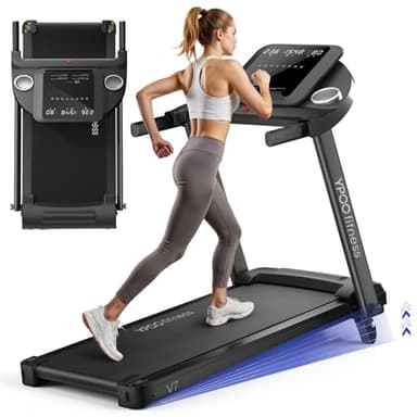 YPOO Walking Pad Treadmill,10% Incline Walking Pad with Handle, Foldable Treadmills for Home & Office, Compact Under Desk Running Machine for Workout Exercise Quiet