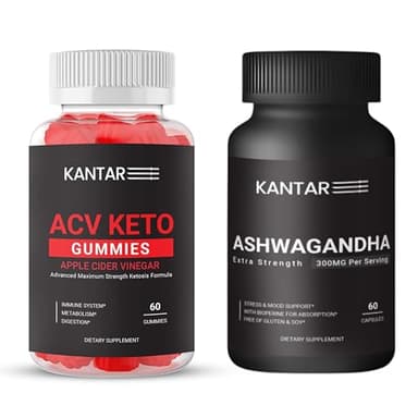 KANTAR Calm & Burn Bundle – ACV Keto Gummies + Organic Ashwagandha 3000mg with BioPerine – Apple Cider Vinegar with B12 for Weight, Digestion, Immunity, Stress & Mood Support – Vegan, Non-GMO, Gluten-Free