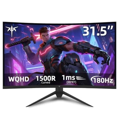 KTC 32 inch 180Hz Curved Gaming Monitor, QHD(2560x1440p) 1ms MPRT, 2K Computer Monitor, 1500R HVA Display, FreeSync Premium, HDR, 120% sRGB, DisplayPort/HDMI/USB, Vesa Support, PC Display for Gamers
