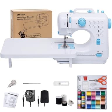 Sewing Machine For Beginners & Professional, Mini Electric Sewing Machine With Extension Table, Hand SewingMachine With 12 Built-In Stitches, 2 Speeds Double Thread, Reverse Sewing, Light, SewingKits