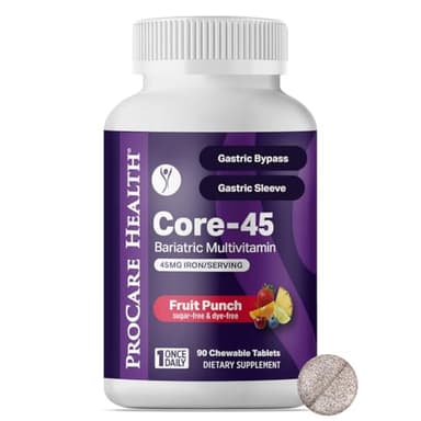 Once Daily Bariatric Multivitamin | Chewable | Iron Free l Fruit Punch | 90 Count