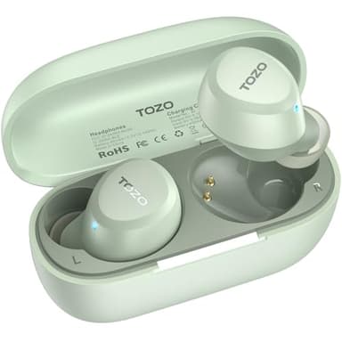 TOZO New Version A1 Wireless Earbuds Bluetooth 5.3 Light Weight in Ear IPX5 Waterproof Headphones 2 Mic for AI Calls, Immersive Premium Sound Bass Headset with Charging Case, 32 Preset EQs via APP