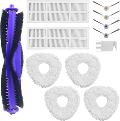 Accessories for Narwal Freo Robot Vacuum Cleaner with 1 Main Brush, 4 Wipes, 2 Filters, 4 Side Brushes, 1 Cleaning Brush