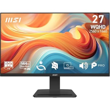 MSI PRO MP273 E14A 27" Eye Care Ergonomic Business Computer Monitor, FHD 1920x1080, IPS, Frameless, 144Hz, 1ms, Tilt Compatible, HDMI,DP,VGA, Built-in Speakers, VESA, Black, 3 Year Warranty