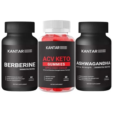 Total Body Boost Pack – ACV Keto Gummies, Berberine 500mg & Ashwagandha 3000mg for Gut Health, Metabolism, Stress & Immune Support – Vegan, Non-GMO, Gluten-Free – 60 Capsule Each