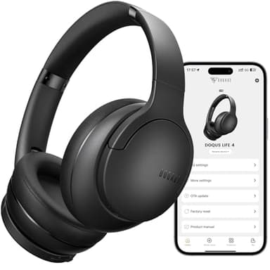 DOQAUS Bluetooth Headphones Over Ear, W/Bluetooth 5.4 Wireless Headphones, 90 Hours Playtime, 9 EQ Modes, HiFi Stereo Bass, App Control, Built-in Microphone, Suitable for Work, Study and Travel Black