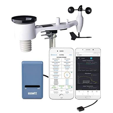 ECOWITT GW1101 Wi-Fi Weather Station, WS69 Solar Powered 7-in-1 Outdoor Weather Sensor Array and GW1100 Wi-Fi Gateway, WSView Plus/Ecowitt APP, 433 MHz