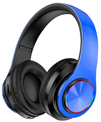 Wireless Bluetooth Headphones-Colorful Lights/Foldable/Built-in Microphone-Bluetooth 5.0/10 m Range/Stereo Surround/Comfortable affixed Ears (Blue 1)
