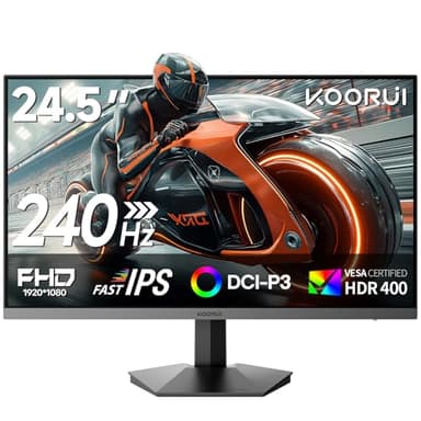 KOORUI 24.5 Inch 240Hz Gaming Monitor, Fast IPS FHD 1080P Computer Monitor, 1ms GTG, HDR400, 99% sRGB, Adaptive Sync, Low Blue Light Eye Care, HDMI 2.0 & DP 1.4, VESA, Esports PC Monitor G2511X