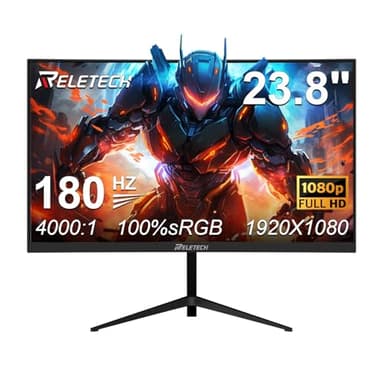 Reletech 23.8 Inch Curved Gaming Monitor, 180Hz,1ms FHD1080P, 100% sRGB, Support Freesync, Frameless,4000:1 Contrast Eye Care, HDMI DP Ports, VESA Mountable, Ideal for Gaming, Work (G25F180)