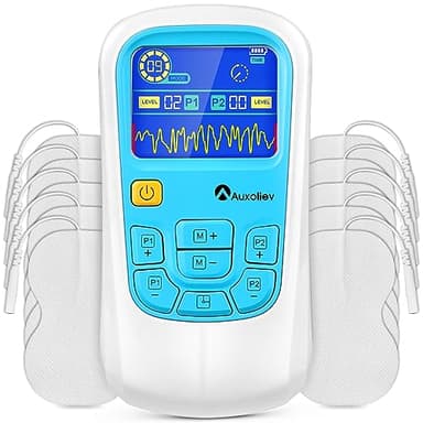 Auxoliev Rechargeable TENS Machine,EMS Muscle Stimulator for Natural Pain Relief with 25 Modes,TGA Cleared Tens Unit with Replacement Pads