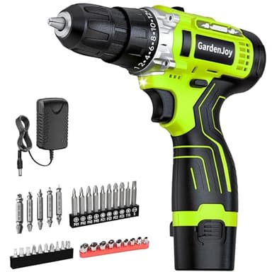 Cordless Drill,12V Electric Drill Driver with Battery and Charger,3/8" Keyless Chuck,2 Variable Speed,24+1 Torque Position,Compact Drill Kit for Home Maintenance,Automotive Repairs, DIY Drilling Green