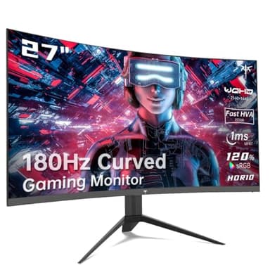 KTC 27 inch Gaming Monitor, QHD(2560x1440P) Curved Monitor, 180Hz, 144Hz, 2K, 1500R, 1ms, FreeSync/G-Sync Compatible, DisplayPort/HDMI/USB, Ultrawide PC Vesa/Wall Mount Computer Monitor, H27S17