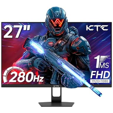 KTC 27 Inch 280Hz Gaming Monitor, FHD 1080P PC Computer Monitor, Fast VA Panel, 1ms GTG, FreeSync G-Sync Compatible, HDR Support, 126% sRGB, HDMI and Displayport Inputs, H27E22P